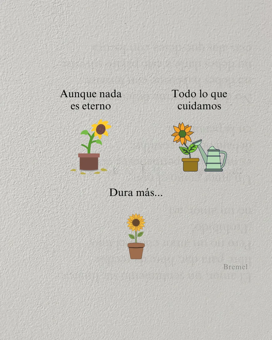 Aunque nada es eterno, todo lo que cuidamos dura más.