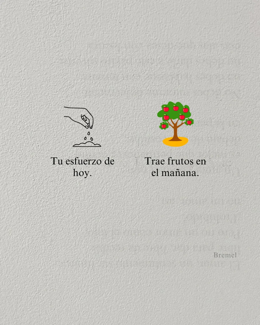 Tu esfuerzo de hoy trae frutos en el mañana.